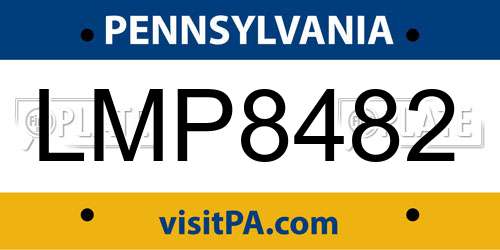 LMP8482 Pennsylvania License Plate