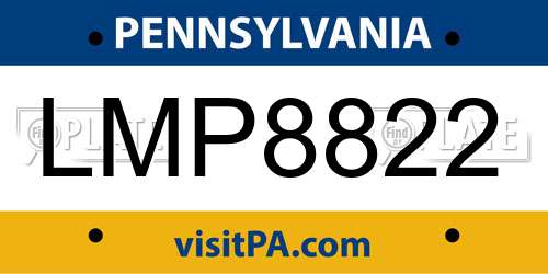 LMP8822 Pennsylvania License Plate