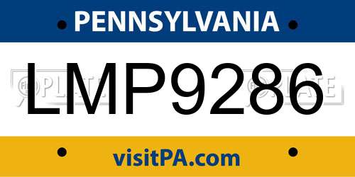LMP9286 Pennsylvania License Plate