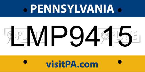 LMP9415 Pennsylvania License Plate