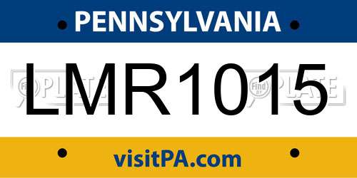 LMR1015 Pennsylvania License Plate
