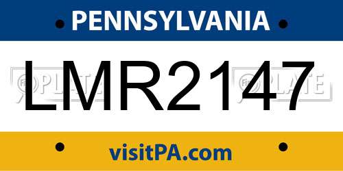 LMR2147 Pennsylvania License Plate