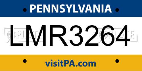 LMR3264 Pennsylvania License Plate