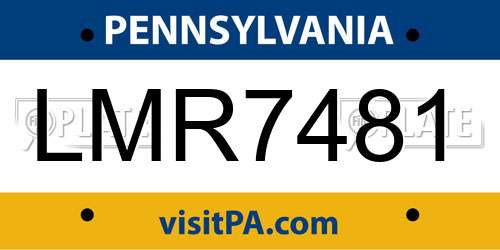 LMR7481 Pennsylvania License Plate