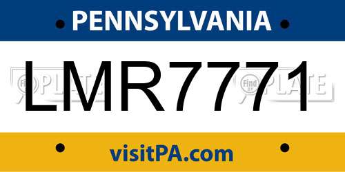LMR7771 Pennsylvania License Plate