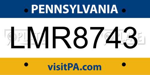 LMR8743 Pennsylvania License Plate