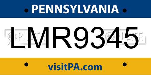 LMR9345 Pennsylvania License Plate