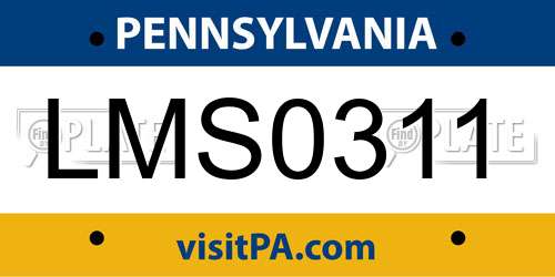 LMS0311 Pennsylvania License Plate
