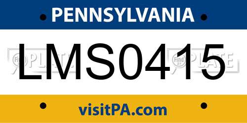 LMS0415 Pennsylvania License Plate