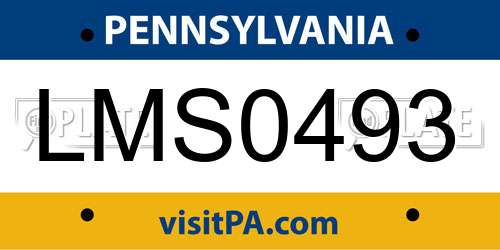 LMS0493 Pennsylvania License Plate