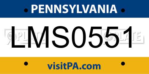 LMS0551 Pennsylvania License Plate