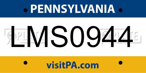 LMS0944 Pennsylvania License Plate