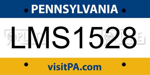 LMS1528 Pennsylvania License Plate