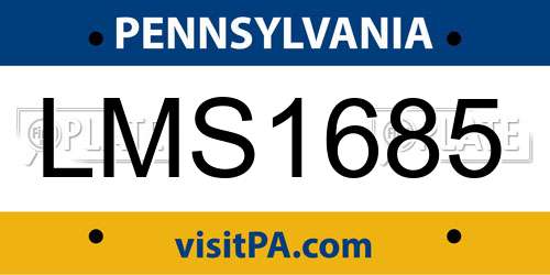 LMS1685 Pennsylvania License Plate