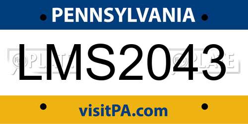 LMS2043 Pennsylvania License Plate