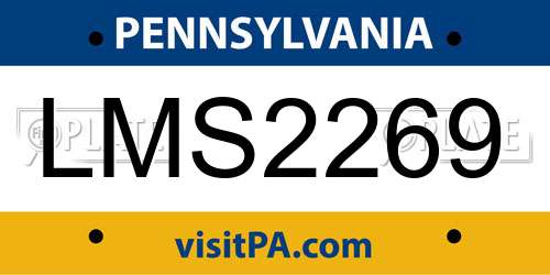 LMS2269 Pennsylvania License Plate