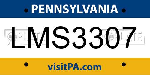LMS3307 Pennsylvania License Plate