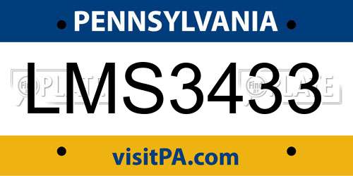 LMS3433 Pennsylvania License Plate