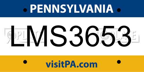 LMS3653 Pennsylvania License Plate