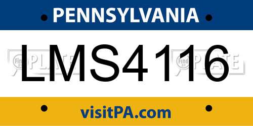 LMS4116 Pennsylvania License Plate