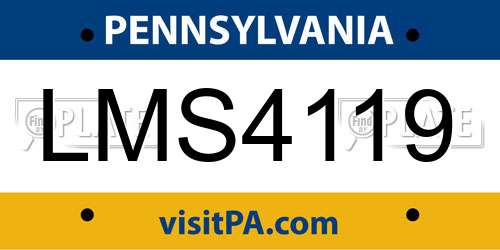 LMS4119 Pennsylvania License Plate