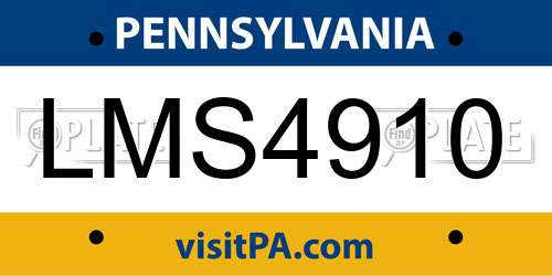 LMS4910 Pennsylvania License Plate