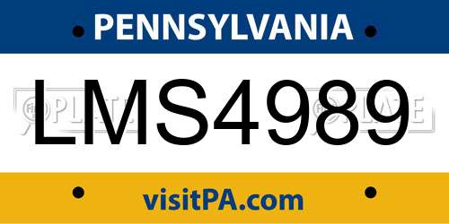 LMS4989 Pennsylvania License Plate