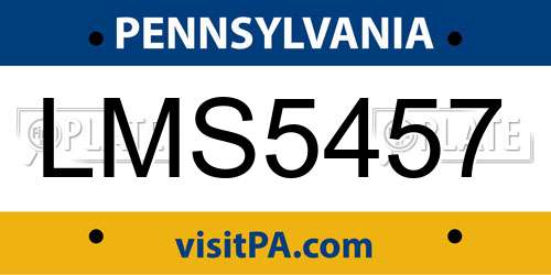 LMS5457 Pennsylvania License Plate