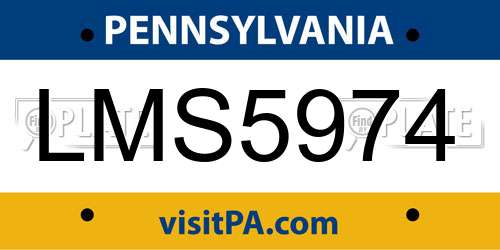 LMS5974 Pennsylvania License Plate