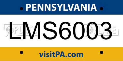 LMS6003 Pennsylvania License Plate