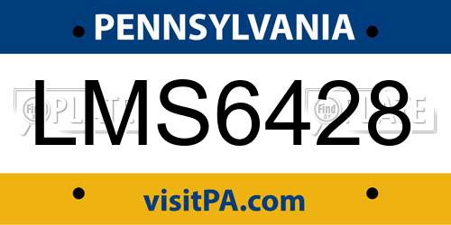 LMS6428 Pennsylvania License Plate