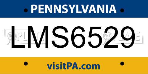 LMS6529 Pennsylvania License Plate