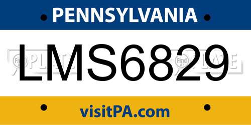 LMS6829 Pennsylvania License Plate