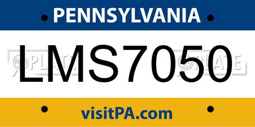 LMS7050 Pennsylvania License Plate