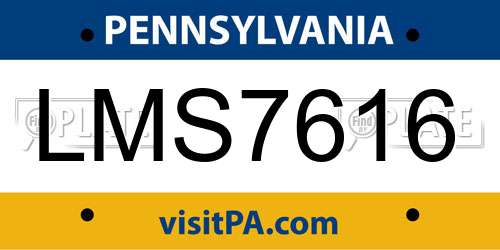 LMS7616 Pennsylvania License Plate