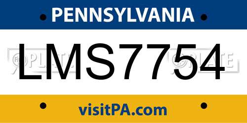 LMS7754 Pennsylvania License Plate