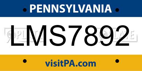 LMS7892 Pennsylvania License Plate