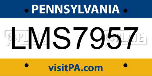 LMS7957 Pennsylvania License Plate