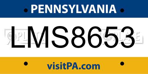 LMS8653 Pennsylvania License Plate