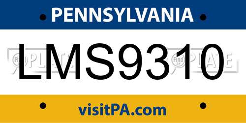 LMS9310 Pennsylvania License Plate