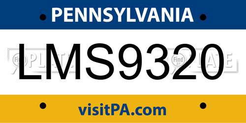 LMS9320 Pennsylvania License Plate