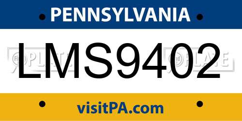 LMS9402 Pennsylvania License Plate