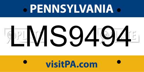 LMS9494 Pennsylvania License Plate