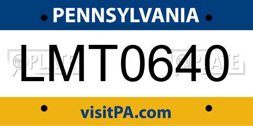 LMT0640 Pennsylvania License Plate