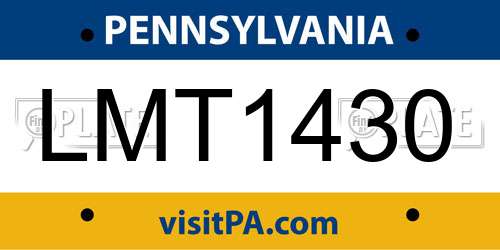 LMT1430 Pennsylvania License Plate
