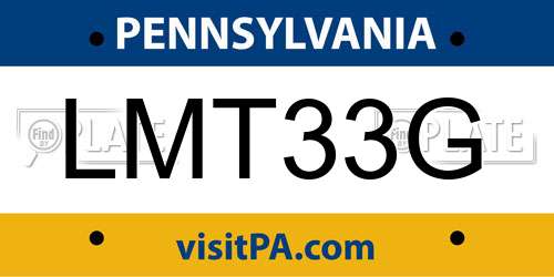 LMT33G Pennsylvania License Plate
