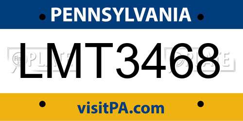LMT3468 Pennsylvania License Plate