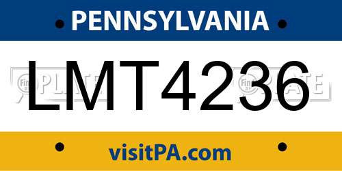 LMT4236 Pennsylvania License Plate