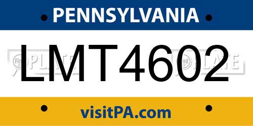 LMT4602 Pennsylvania License Plate