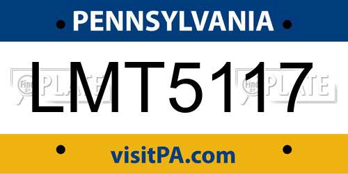 LMT5117 Pennsylvania License Plate